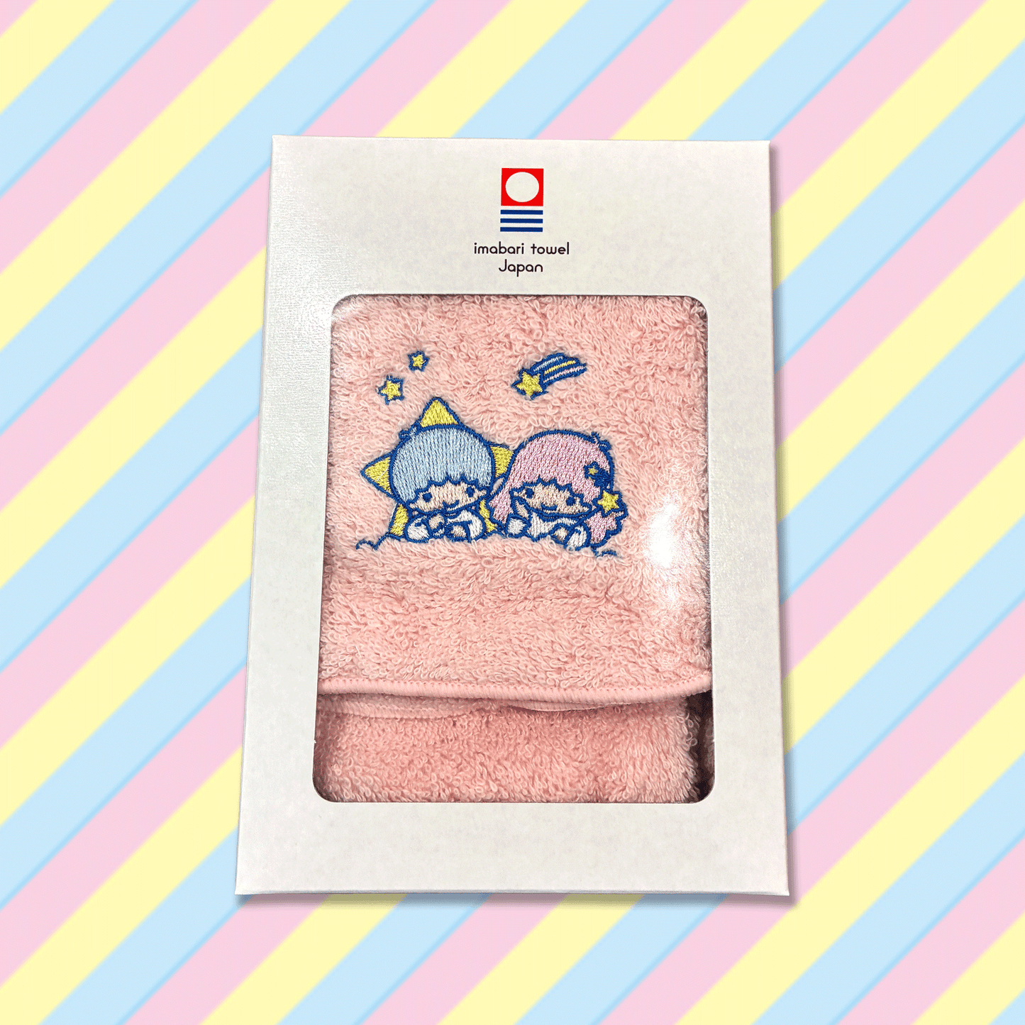 リトルツインスターズ 刺繍入りプチタオル (ピンク)