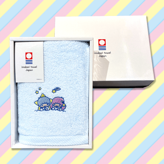 リトルツインスターズ 刺繡入りフェイスタオル (ブルー)