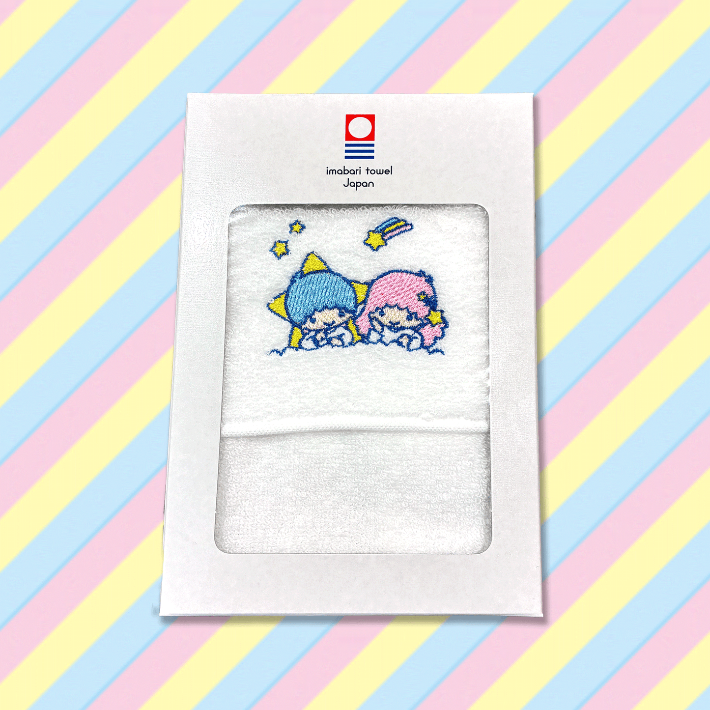 リトルツインスターズ 刺繍入りプチタオル（ホワイト）