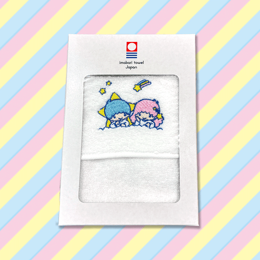 リトルツインスターズ 刺繍入りプチタオル（ホワイト）